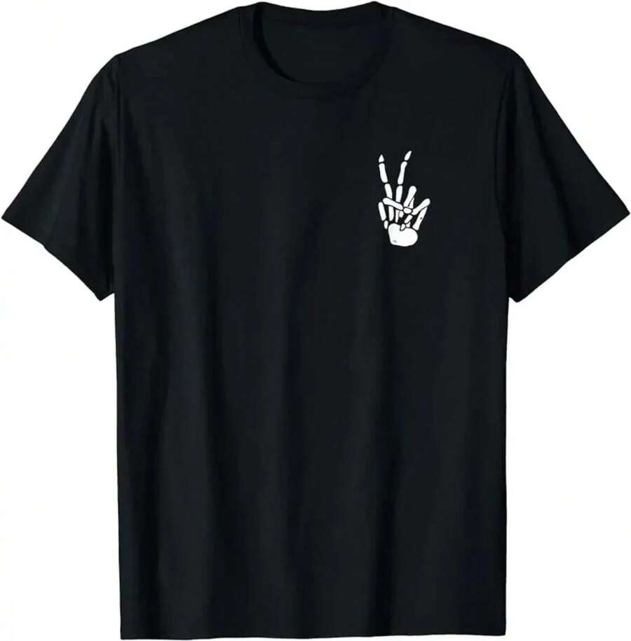 Fashion T-Shirt 2026: Hippie Style T-Shirt With Peace Symbol Print And 60s Style, Unisex T-Shirts For Women, Casual Tops, Urban Fashion Printed T-Shirts. - 黑色 - 查看 1