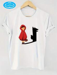 100% Primavera Y Verano Talla Europea Top De Manga Corta Para Mujer Estampado Único Transpirable Cómodo Cuello Redondo Holgado Casual - Blanco - Ver 2
