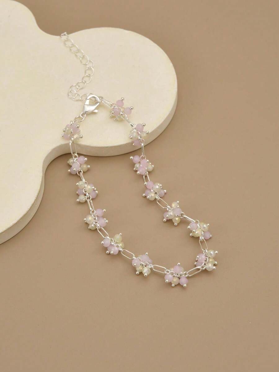 1pc Fashionable Luxurious Unique Asymmetrical Infinity Chain Link Stainless Steel Anklet, Bracelet, Women's Jewelry, Anklet, Gold Jewelry, Summer, Beach, Holiday Jewelry, Charm, Mother's Day Gift, Western Jewelry, Gift For Her, Gift, Birthday Gift - Multicolor - View 1