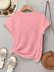 Elegant Women's Blouse With Modern Print, Round Neck And Short Sleeves 100% Cotton NC-13350 - 羅莎 - 查看 4