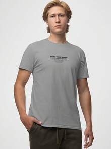 Aveloz Authenticity Men's T-Shirt, Comfortable, 100% Cotton - 灰色 - 查看 1