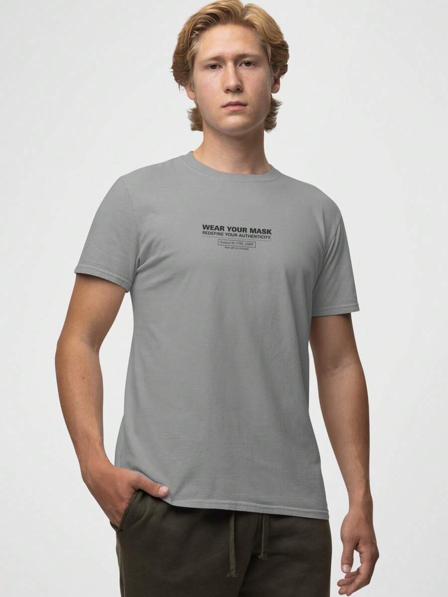 Aveloz Authenticity Men's T-Shirt, Comfortable, 100% Cotton - 灰色 - 查看 1