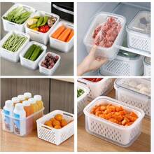Set di 9 contenitori per alimenti in plastica con cestello scolapiatti e coperchi, a tenuta stagna, adatti al frigorifero, organizer da cucina riutilizzabile - 1 - Visualizzare 4
