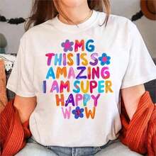 Women's T-Shirts. Modern Minimalist T-Shirt. Refreshing For Summer, New  T-Shirt, Women's Streetwear, Anime Print T-Shirt For Girls. Women's Blouses - 白色 - 查看 1