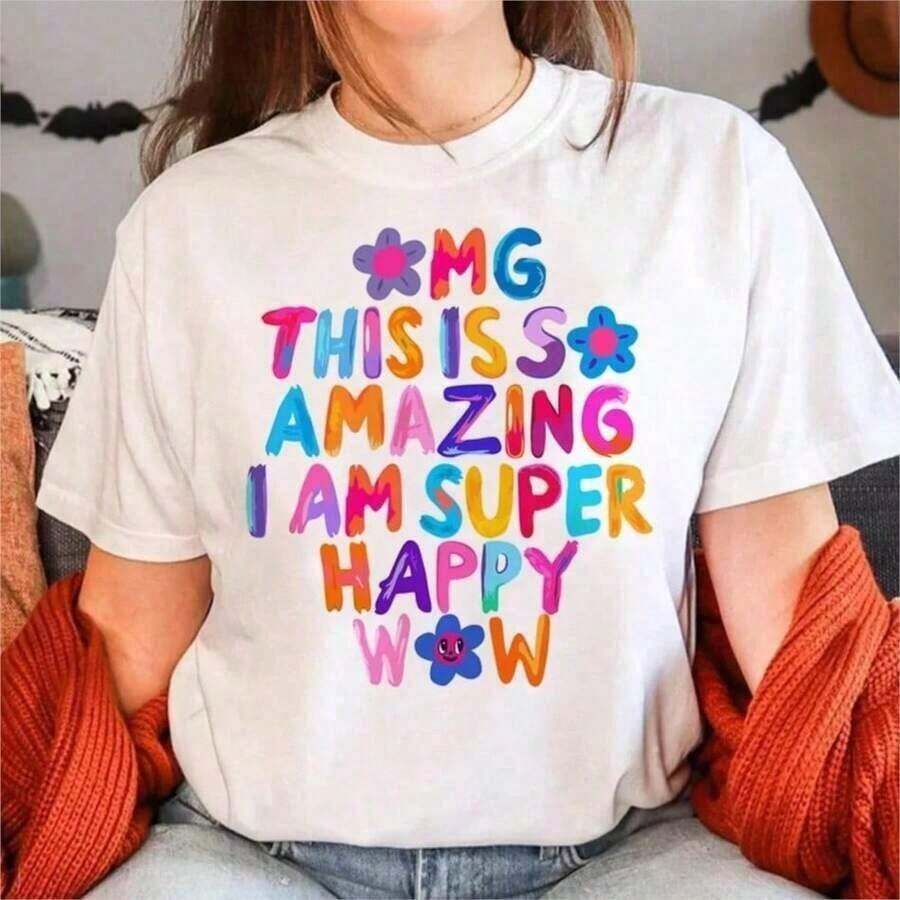Women's T-Shirts. Modern Minimalist T-Shirt. Refreshing For Summer, New T-Shirt, Women's Streetwear, Anime Print T-Shirt For Girls. Women's Blouses - 白色 - 查看 1