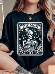 Shop For Products Like Card Design T-Shirts For Moms, Skull T-Shirts For Moms, Heavenly Vibe Witch T-Shirts For Moms, Mother's Day T-Shirts, Sweatshirts For Moms, And Mother's Day Gifts For Halloween. - 黑色 - 查看 8