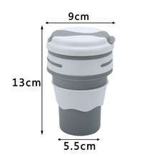 Silicone Foldable Coffee Cup, High-Temperature Resistant Portable Cup, Office Portable Travel Retractable Water Cup, Sports Water Bottle - 灰色 - 查看 13
