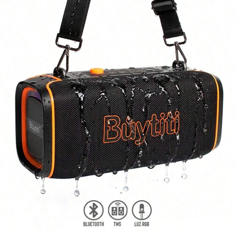 BUYTITI TWS Bluetooth Speaker, Splash Resistant And LED Light - View 1