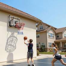 Wall Mount Basketball Hoop, 44-Inch PC Backboard Mounted Basketball Hoop Outdoor With Solid Steel, 0.08 Inch Thickened Backboard, Thickened Woven Nylon Basketballs Net, Indoor & Outdoor Use - 44-inch - View 1