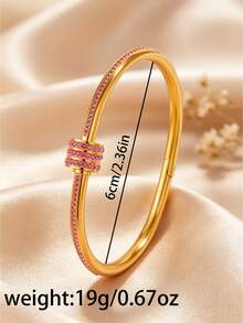 Camhanno 5/1 món - Bộ vòng tay nữ màu hồng nhẹ nhàng, vòng tay thép không gỉ mạ vàng 18k đính đá zirconia không phai màu, hộp quà sinh nhật và lễ hội - vàng 2 - Xem 8