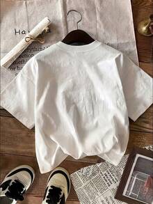 Women's Casual Summer Top With Cool Style, Dachshund And Floral Print, Round Neck, Short Sleeve T-Shirt [Ling K] Women's Winter Clothing - 白色 - 查看 3