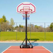 Portable Basketball Stand, 5.2 To 6.9 Ft Height Adjustment Basketball Hoop & Goal, Kids Adjustable Basketballs Hoop With Nylon Net & Rolling Wheels, Portable Backboard Set For Patios, Poolside - 5.2 to 6.9 Ft - View 1