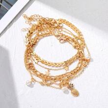 5 chiếc vòng chân kiểu Bohemian hình quả dứa đính ngọc trai giả hình bướm vô cực dài 8 inch. - Vàng - Xem 6