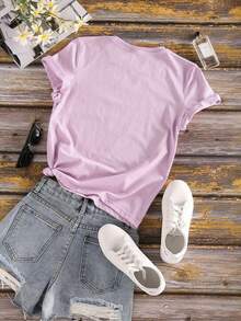 1 Women's T-Shirt With Spanish Team Print - Bright Purple With Spanish Text And Heart Elements - Casual Short Sleeve Crew Neck Top For Spring/Summer - Clothing For Spanish Students - Comfortable Casual Wear Suitable For Spanish Classes - Medium Stretch Fabric - Machine Washable - Fun Print With Spanish Phrases - Loose Fit - Ideal Choice For Spanish Enthusiasts - 100% Cotton 180g - 白色 - 查看 11