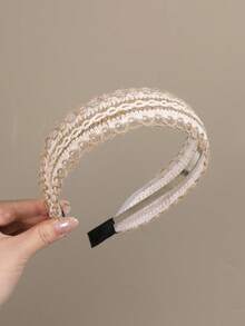 4/1pc Bohemian Linen Braided Headband, Hollow Out Wide Hair Hoop, Wasteland Style Beach Holiday Accessory For Women Hairband - Multicolor - View 4