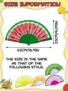 A Foldable Fan. A Handheld Fan In A Fruit Style. With Patterns Of Watermelon And Lemon. It Is A Must-Have For Summer. Suitable For Festivals, Music Events, Parties And Beach Occasions. - Multicolor - View 2
