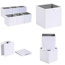 Basics Contenedores de almacenamiento plegables cubos organizadores para estantes paquete de 6 - Blanco - Ver 1