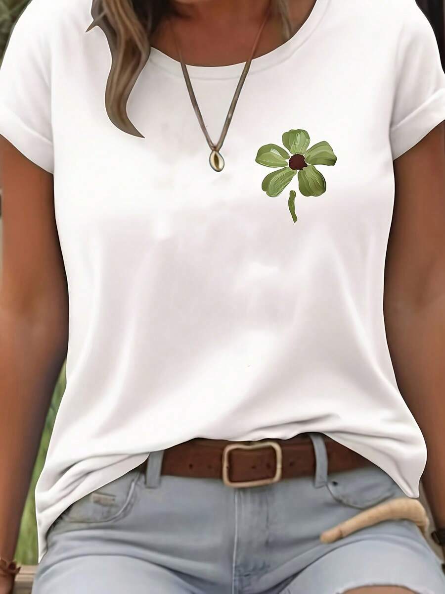 Camiseta Casual de Manga Corta para Mujer