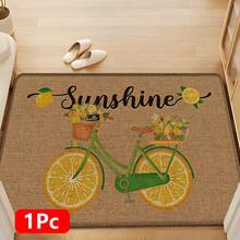 1pc Lemon Bicycle Pattern Printed Linen Kitchen Rug, Carpet, Mat, Bathroom Mat, Doormat, 3D Printed Rectangle, Suitable For Living Room, Bedroom, Hallway, Bathroom, Laundry Room - Polyester Carpet, For Indoor And Outdoor Home Decor - Multicolor - View 15