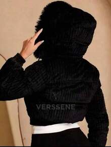 PUFF JACKET - WARM AND LINED WINTER JACKET - COAT - WOMEN'S COLD WEATHER BLOUSE FOR PARTIES - Black - View 5