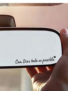 1pc Inspirational "Con Dios Todo Es Posible" Car Rear View Mirror Stickers - Spanish Style Vinyl Decals For Doors, Windows, Walls, Laptops & Home Decor - Self-Adhesive, Asymmetrical Shape - A - View 4