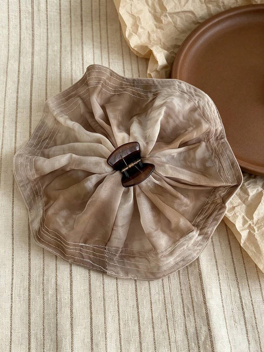 1pc New Chinese Style Retro Watercolor Oversized Scrunchie, 2-In-1 Design For Ponytail Or Clipping At Back Of Head - Multicolor - View 1