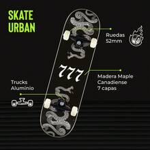 Maple 7-Layer Urban Complete Skateboard + Stickers - Black - View 6