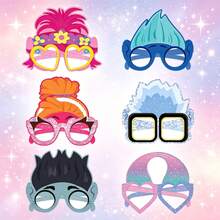 12pcs Cartoon Themed Paper Glasses Masks Photo Props For Birthday Party Decoration - Multicolor - View 2