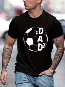 Soccer Print Shirt, Short Sleeve, Round Neck, Casual Style, Spring And Summer, Men's Clothing Suitable As A Gift. Women's T-Shirt. Blouses>Elegant. Boho Chic, Soft, Breathable And Comfortable Women's Top, Ideal For Spring, Summer And Autumn, Perfect For Vacation, Travel And Everyday Wear. - 黑色 - 查看 8