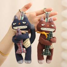 Cartoon Grumpy Cat Plush Keychain, Handmade Doll Bag Charm, Travel Bag Pendant, Birthday/Valentine's Day Gift, Car Decor, Small Cat Plush Ornament - 16 cm - View 7