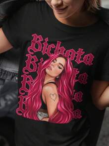 Bichota T-Shirt, Women's Blouses, Blouses, Casual Blouses For Women, Casual Tops For Women, Women's Tops, Tops, Unisex. - 黑色 - 查看 6