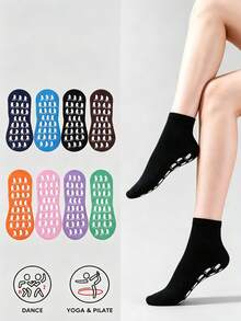 1 Pair Non-Slip Absorbent Wear-Resistant Simple Indoor Socks, Suitable For Home, Play, Yoga - Multicolor - View 1