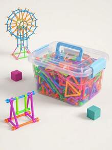 MINKOJA 200 pièces Ensemble de blocs de construction de baguette magique STEM - Jouet éducatif de construction pour adolescents, libérez l'imagination des enfants, kit d'ingénierie, multicolore et formes, cadeau parfait pour l'anniversaire et les fêtes - Multicolore - Voir 4