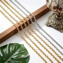 1m 304 Stainless Steel 18K Gold Plated Paperclip Chain, Rectangular O Link Chain, Waterproof DIY Handmade Bracelet Necklace - Chain - View 2