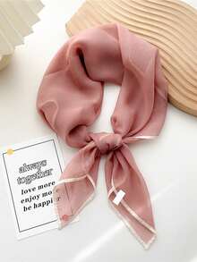 1pc New Women's Solid Color Chiffon Bandana & Square Scarf, Casual Breathable Neck Scarf With Hemmed Edge Design, Multi-Functional Hair Accessory, Headband, Hair Tie, Head Wrap, Clothing Accessory, Hair Hoop, Suitable For Abaya, Soft And Lightweight, For Spring, Summer, Autumn, Winter, Daily Wear And Travel - Multicolor - View 26