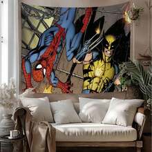 1pc M-Arvel Superheroes Tapestry, S Pider Man Wolverine Graphic With Retro Comic Action Scene, Vibrant Wall Hanging For Home Living Room Bedroom Dorm, Aesthetic Room Decor, Large Wall Art, Photo Booth Backdrop, Manga Style Design, Tapestry Ideal As A Gift For Family And Friends, Ideal For Parties, Parties, Children'S Decoration, Wall Decoration For Living Room, Ideal For Bedroom, Living Room, Hallway, Wall Decoration - Nhiều màu - Xem 9