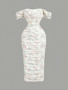 xheSHEIN MOD Vestido elegante con estampado floral suave y mangas de mariposa sin tirantesxhe - Multicolor - Ver 5