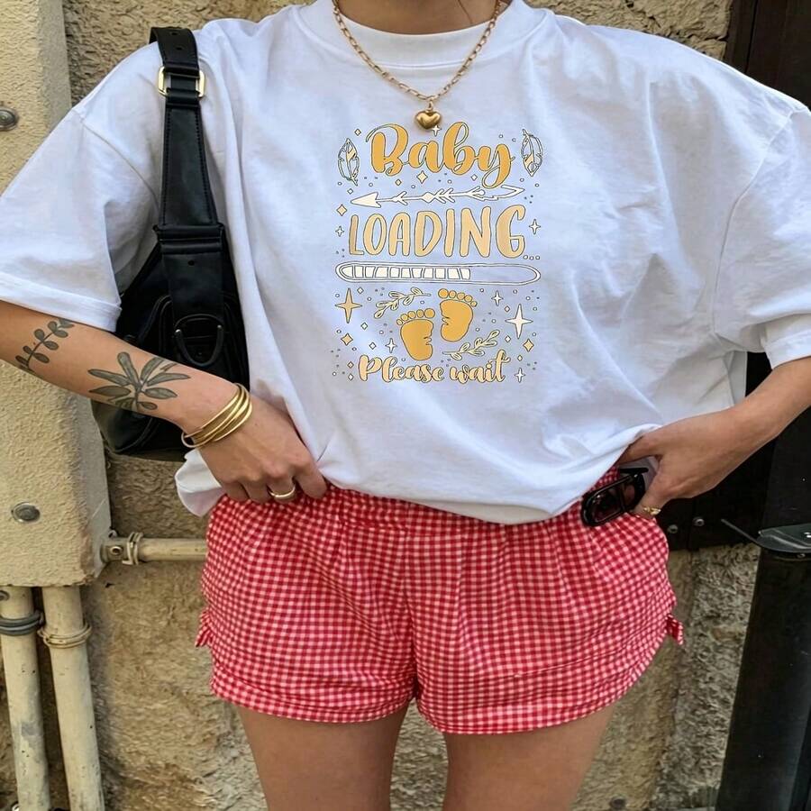 Cute Daily Casual Graphic T-Shirt 100% Cotton Oversized Soft Breathable Casual Crewneck Short Sleeve Top Aesthetic Daily Fashion Lovers Casual Wearers Gift Givers Basic - 白色 - 查看 1