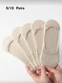 1/5/10 Set - Women's Lightweight Invisible Stockings With Anti-Slip Design. Suitable For Business And Casual Wear, - Apricot - View 11