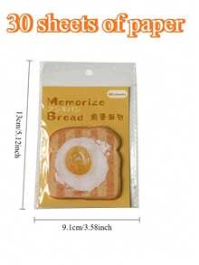 30pcs/Set Memo Pad Cute Cartoon Simulation Toast Bread Students Tearable Paper Sticky Note Pad Lovely Stationery Supplies Kawai - Multicolor - View 5