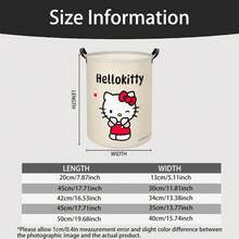 Miniso Sanrio Hello Kitty 可愛眨眼印花可折疊洗衣籃，附手柄收納桶，洗衣房、臥室與房間收納整理盒 - 彩色 - 查看 5
