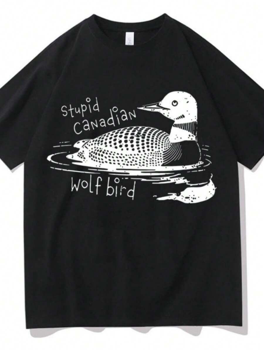 Women's T-ShirtsHeated Rivalry Funny Meme Graphic Oversized T Shirts Men Women Stupid Canadian Bird T Shirts Pop Casual Humor T-Shirt Streetwear - 黑色 - 查看 1