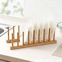 1pc Multi-Layer Wooden Kitchen Storage Rack, 6-7 Compartments Optional Heavy Duty Dish Drying Rack, Space-Saving Multi-Functional Organizer For Bowls, Plates, Cups, Pots, Pans, Stable A-Frame Design Anti-Tip, Rounded Edges Anti-Collision, Modern Farmhouse Style Fits Various Kitchen Decors, Durable Solid Wood Material With Strong Load-Bearing Capacity, Easy Assembly Without Complex Tools - Multicolor - View 4