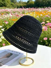 Breathable Hollow Knit Bucket Hat: Perfect For Stylish Spring Days & Garden Trips - Multicolor - View 7