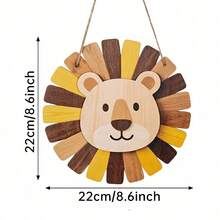 1pc Wooden Lion Head Decorative Hanging, Cartoon Double Layer Animal Wall Decor, Vintage Lion Head Wall Art, Bohemian Style Wooden Lion Decoration Suitable For Kitchen, Living Room, Bedroom, Outdoor Home Room Decor - Multicolor - View 8
