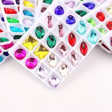 Hạt pha lê thủy tinh trong suốt, nhiều hình dạng, hạt trang trí pha lê lấp lánh thủ công, đá quý đáy phẳng có lỗ, phụ kiện DIY, có thể may lên quần áo, váy, túi xách, giày dép, trâm cài, bông tai, đồ thủ công mỹ nghệ. - Nhiều màu - Xem 56