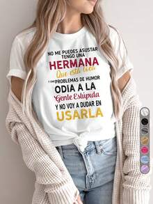 Camiseta Deportiva Casual para Mujer de Cuello Redondo en Color Neutro - Camiseta Elástica, Lavable aáquina y Perfecta para Todas las Estaciones, para Combinar con Jeans Azul Claro y Cárdigan Beige de Punto Grueso. - Blanco - Ver 7