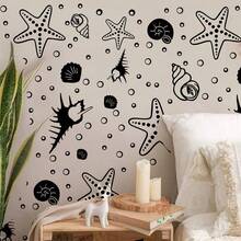 Pegatinas de pared con diseño de conchas marinas, mariscos y burbujas, decoración de pared con temática oceánica y de animales marinos para baño, dormitorio, sala de juegos, cocina y hogar - caparazón - Ver 2