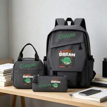 Miniso Bộ 3 món Minions Cthulhu Living The Dream màu xám gồm balo, túi đựng laptop, túi giữ nhiệt và hộp bút, thích hợp cho văn phòng, học tập và du lịch. - Xám - Xem 6