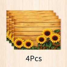 1 pieza Mantel individual de lino con girasol, tapete para desayuno, tapete para café, base para tazón, accesorio de cocina, fácil de limpiar, mantel para comedor, adecuado para el hogar, restaurante, decoración de restaurante, regalo de fiesta, regalo para amigos, juego de múltiples piezas - Multicolor - Ver 12